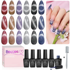 Beetles Cat Eye gel polish set box shows six colors for gifting and DIY manicures.