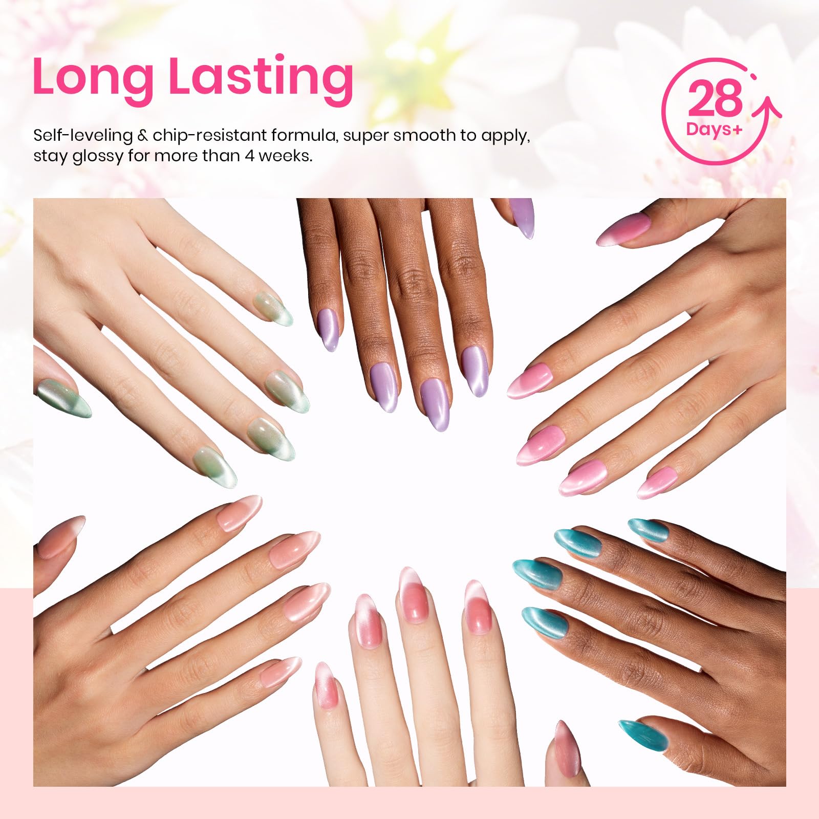 Beetles Cat Eye gel color swatch f400 offers bold pastel blue-green glow.