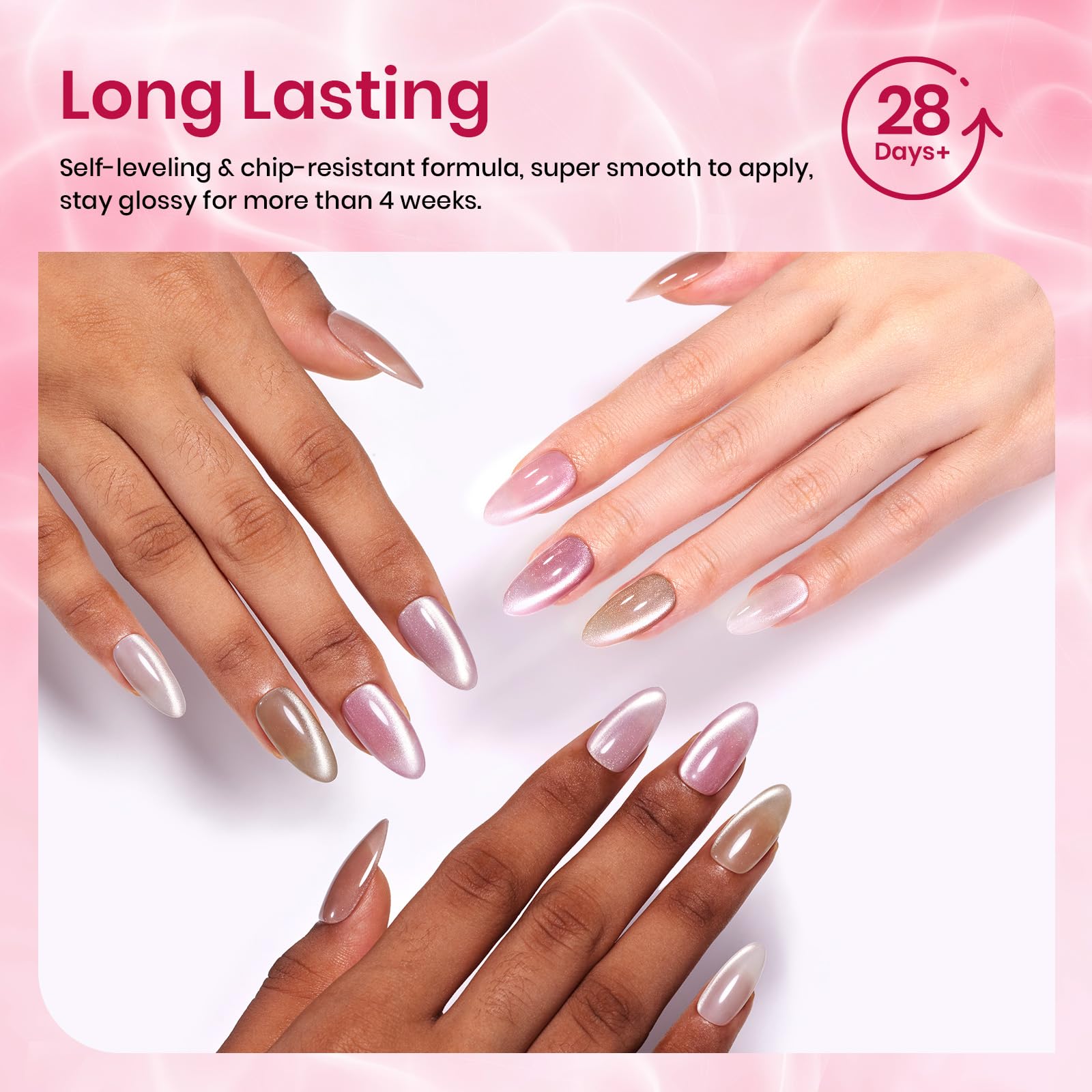 Beetles Cat Eye Gel Polish Neutral Elegance swatch showcases versatile wear with magnet-created depth.