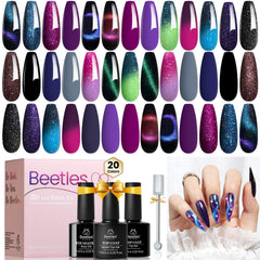 Beetles cat eye gel polish set 24pcs in vibrant color-change shades for DIY nails