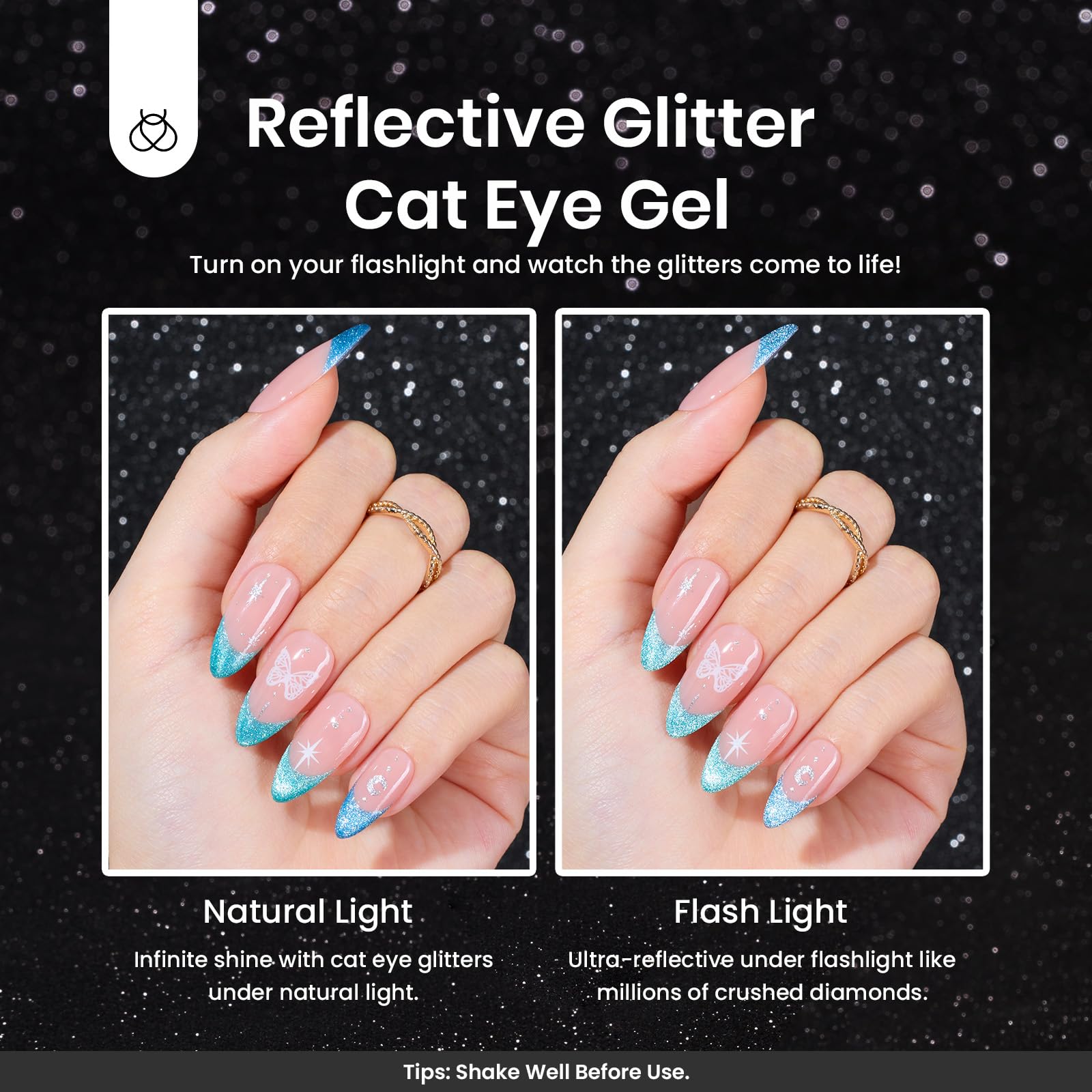 Beetles Cat Eye hand nails application example with salon-quality results