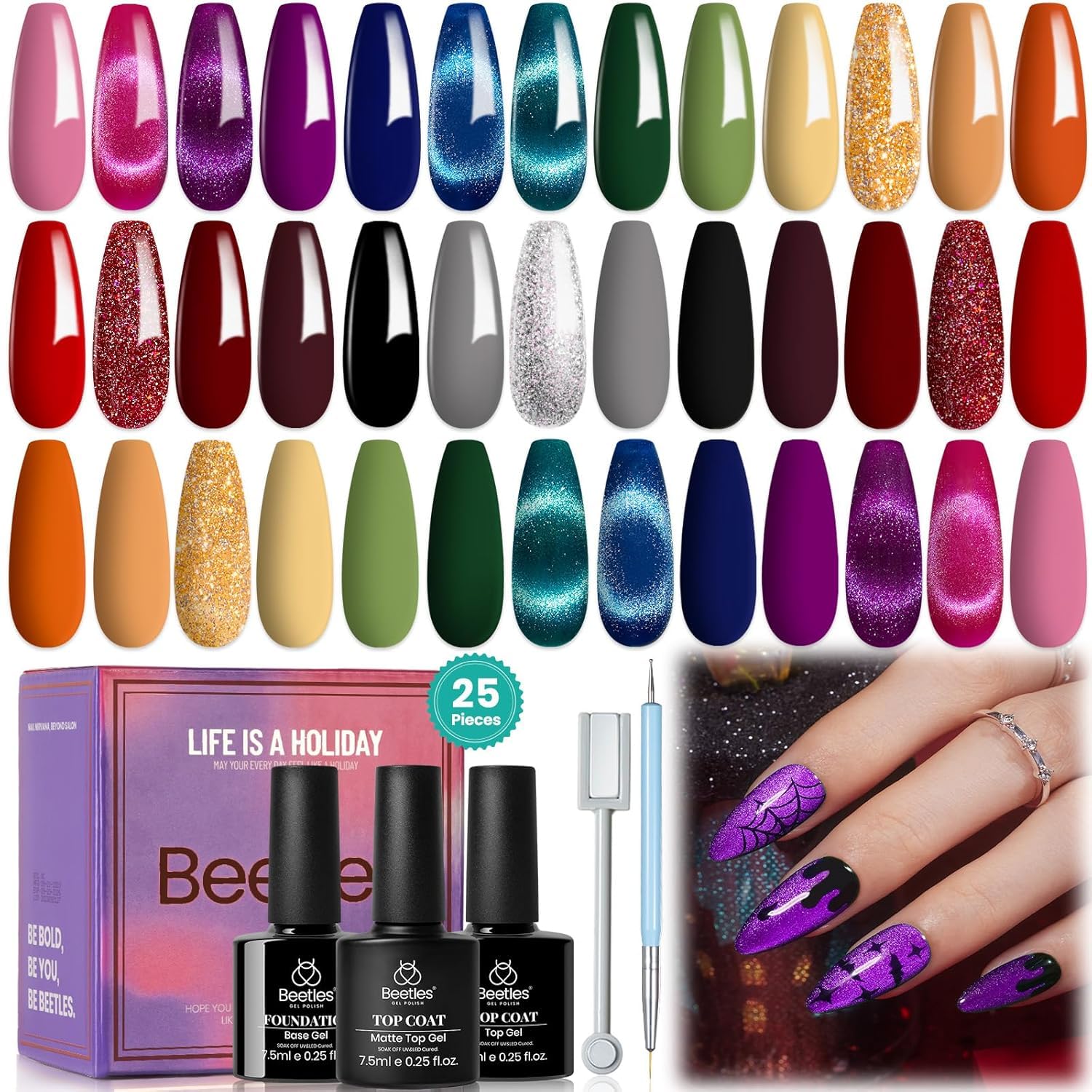 Beetles cat-eye kit includes magnet and gels for professional-looking art at home.
