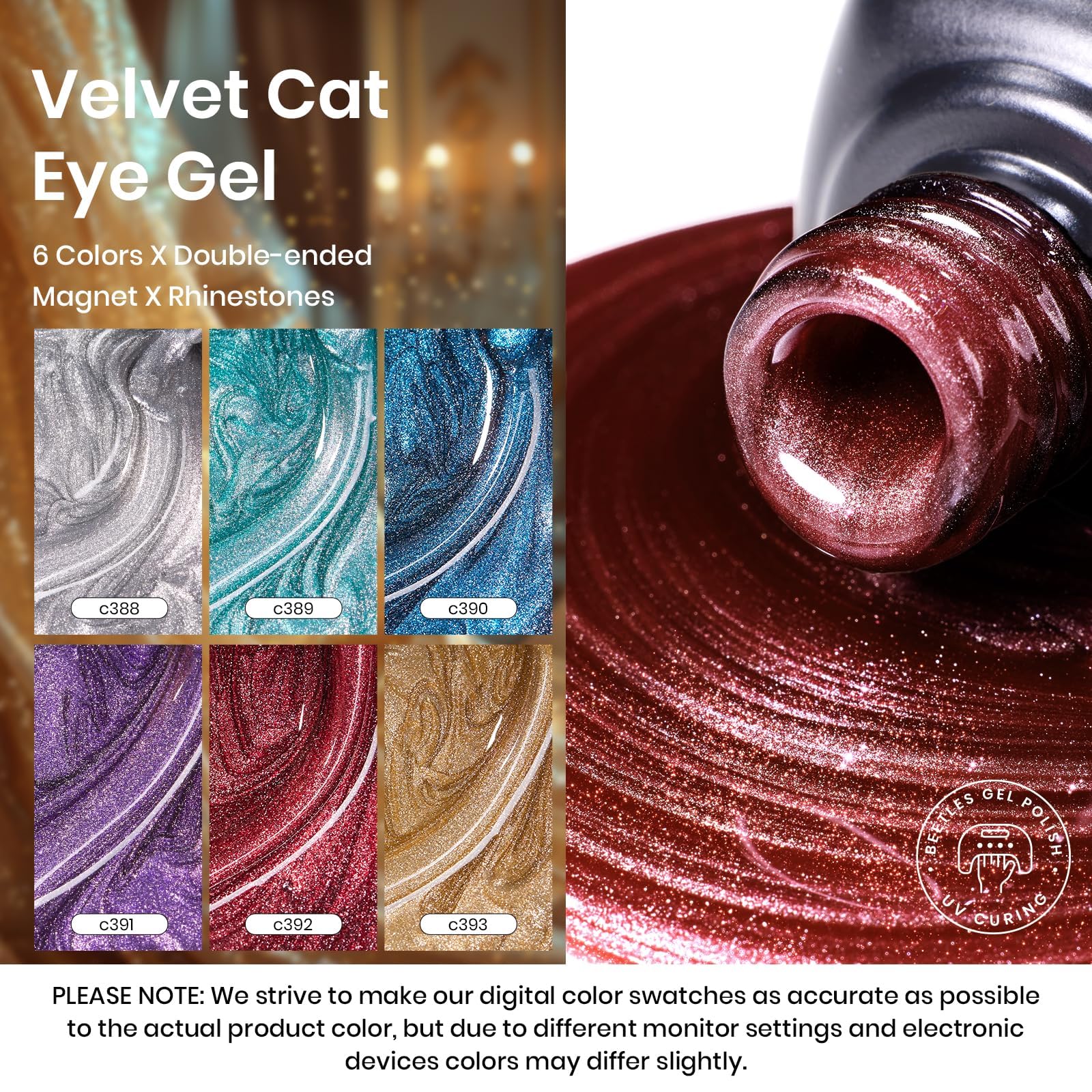 Beetles Cat Eye magnet close-up highlights shimmering cat eye depth.