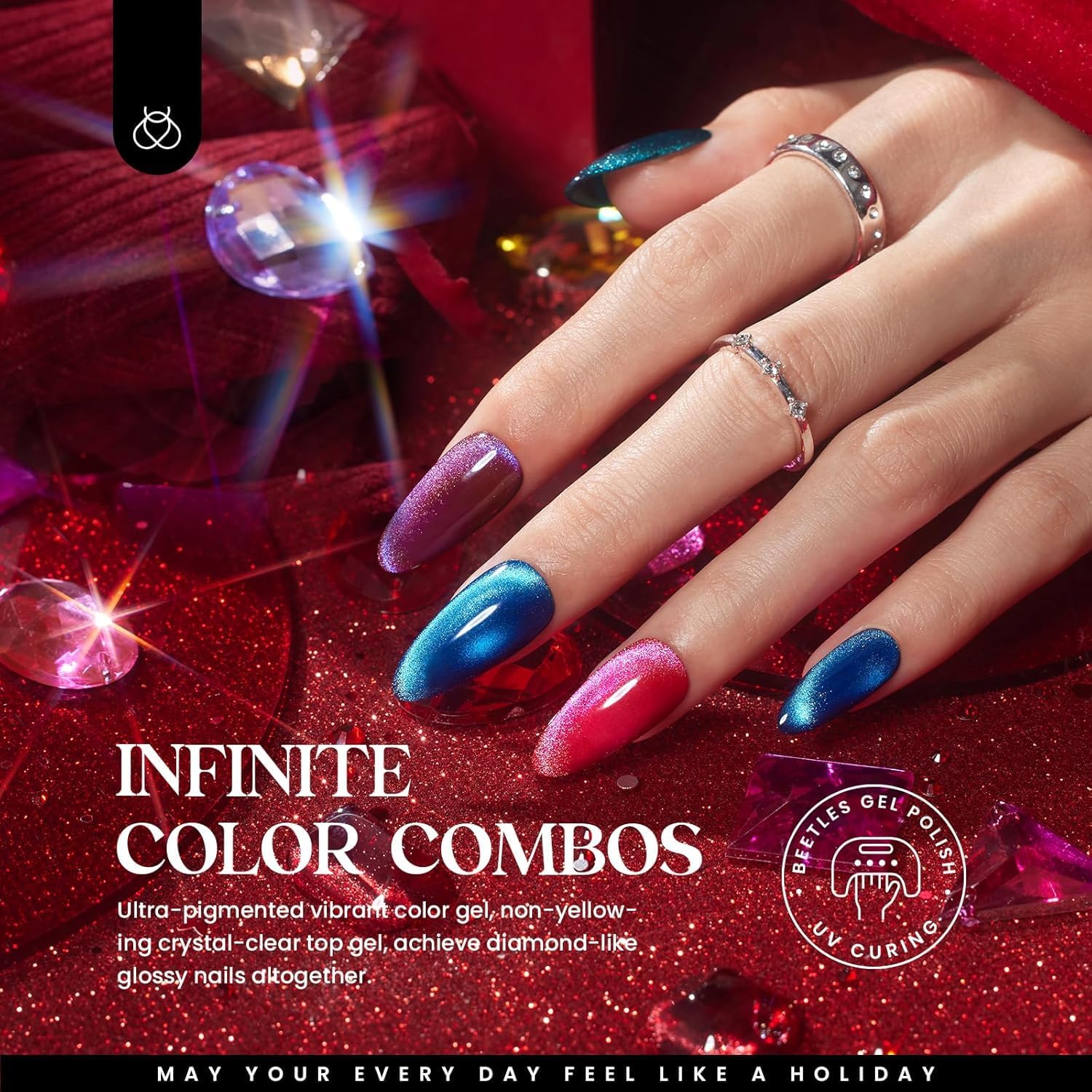 Beetles magnet pen in action over nails creates galaxy-like aurora effects.