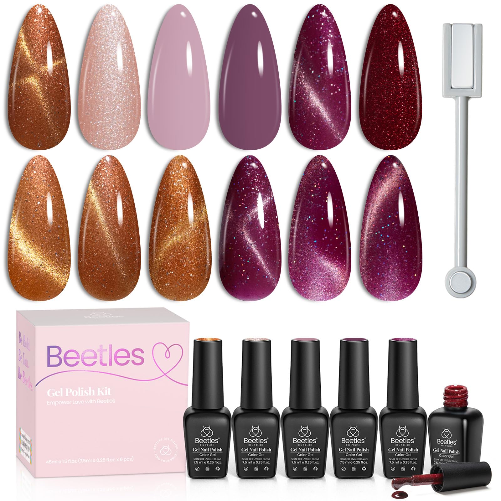 Beetles Cat Eye color varieties display galactic-inspired manicure options.
