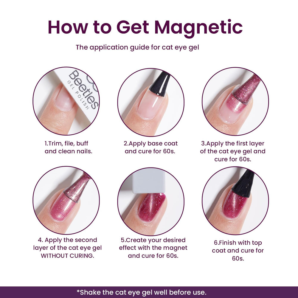Beetles Cat Eye Gel polishes deliver high shine and durable wear.