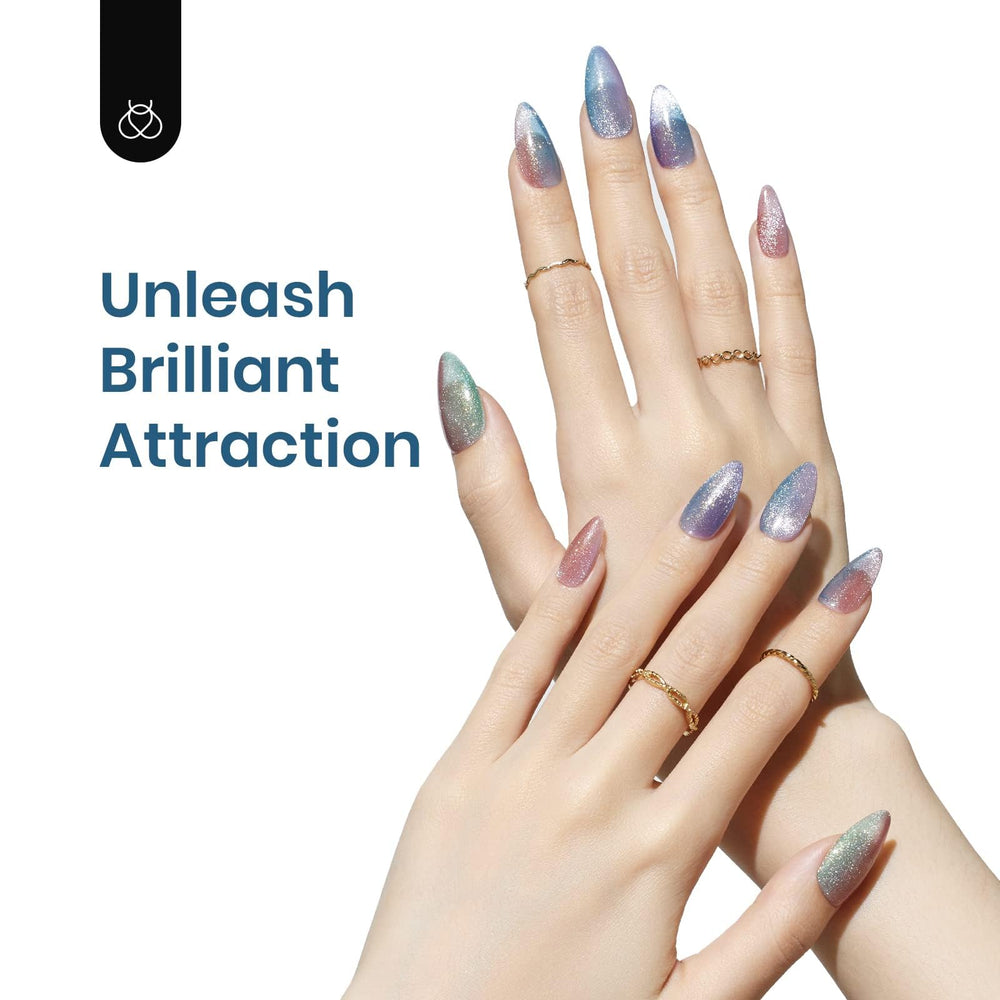 Beetles Cat Eye Gel Polish purple shade with dramatic magnetic glow.