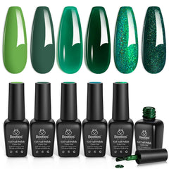 Beetles Gel Polish Christmas green collection swatches for festive nails.