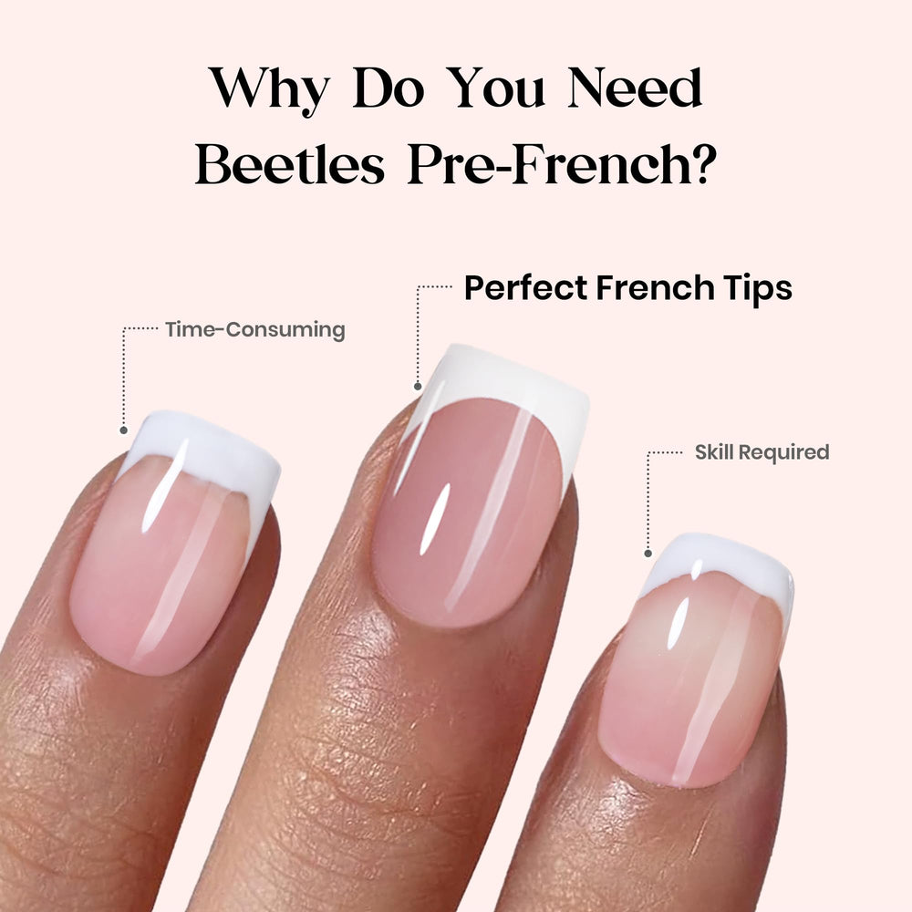 Beetles pre-french tips pink nails gift-ready — perfect present for beginners.