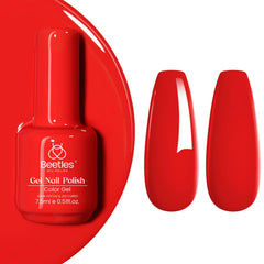 Beetles Christmas Red gel polish bottle ready for festive manicure.
