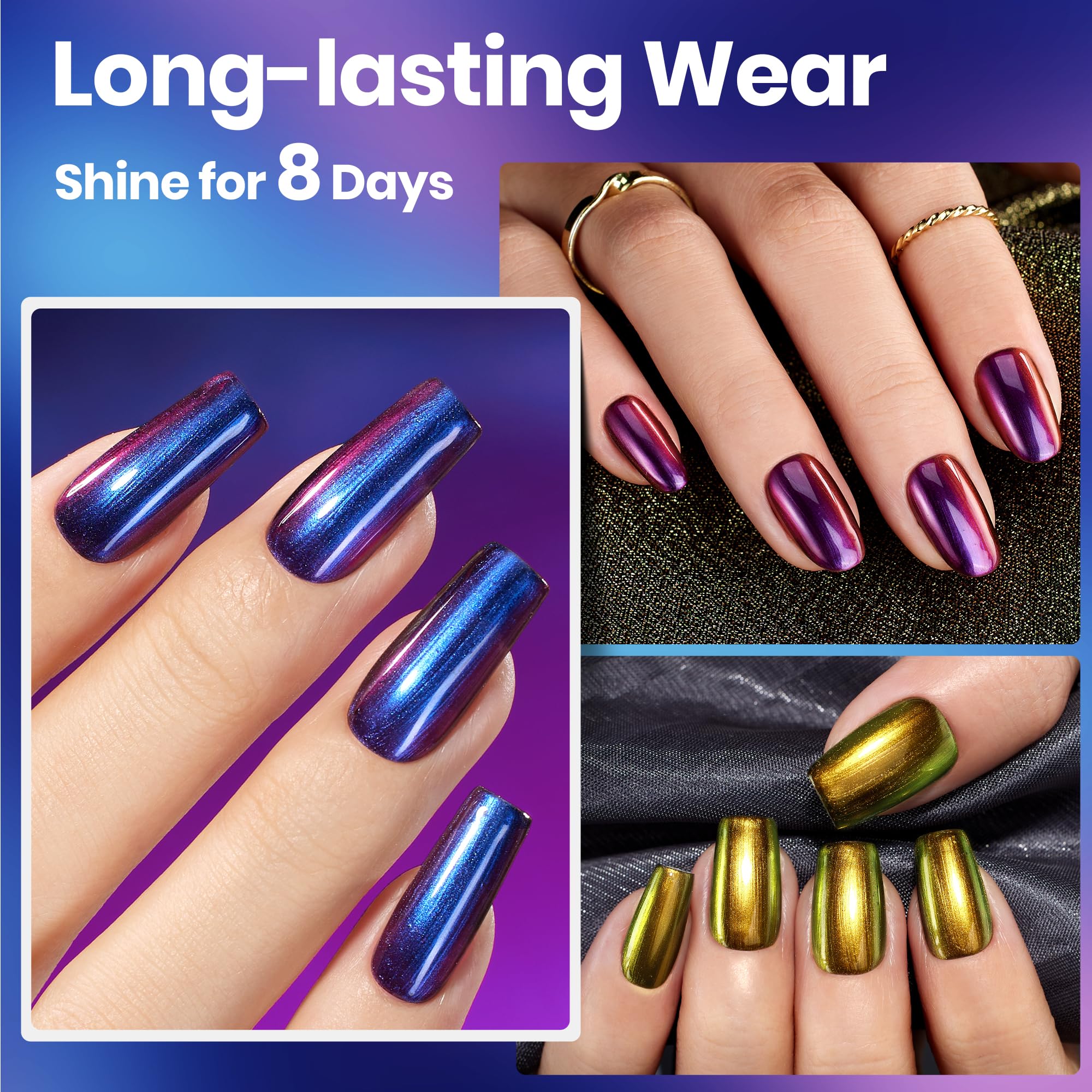 Beetles Chrome Nail Polish Set easy removal with minimal effort after wear