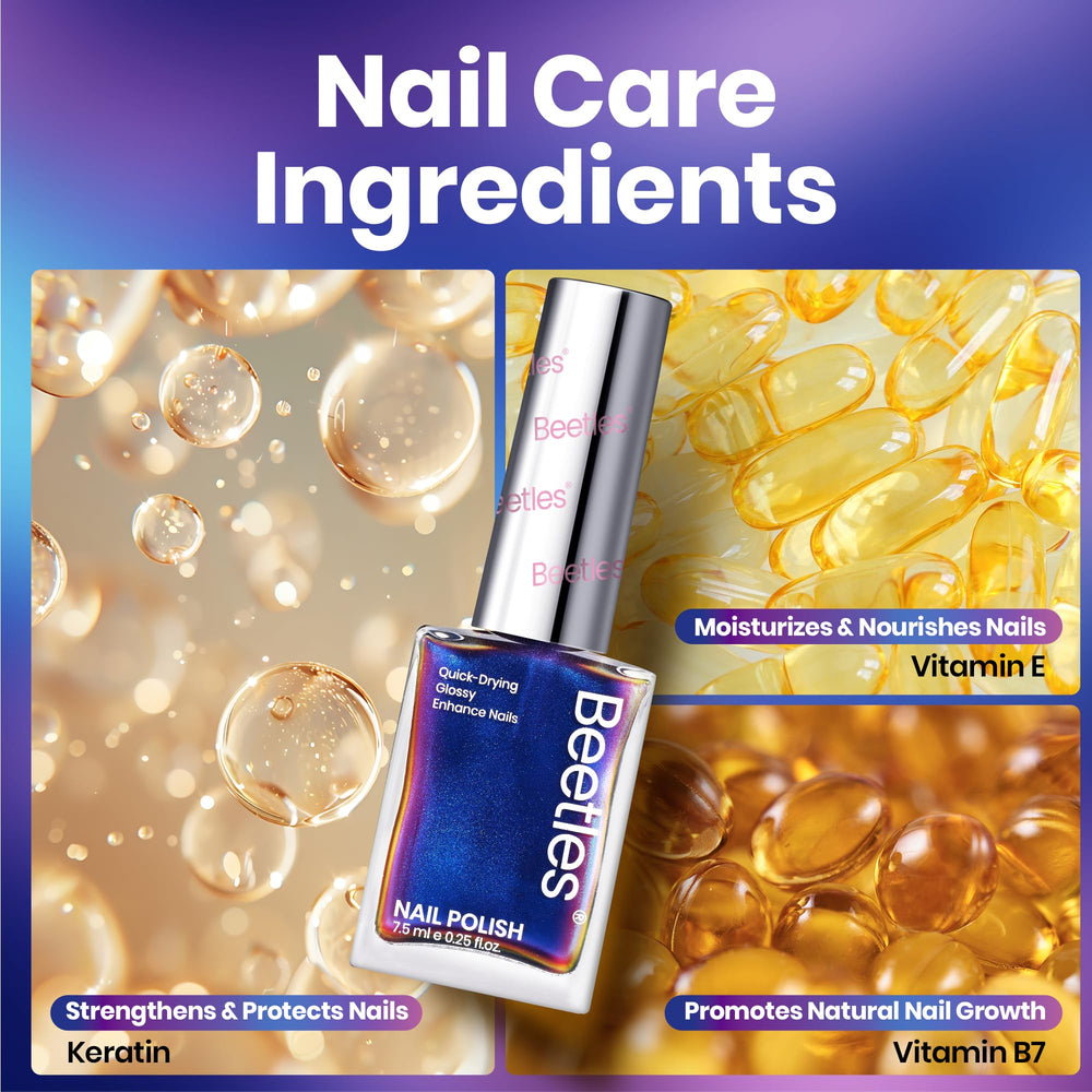 Beetles Chrome Nail Polish Set fast-dry bottle demonstrates two-minute air drying