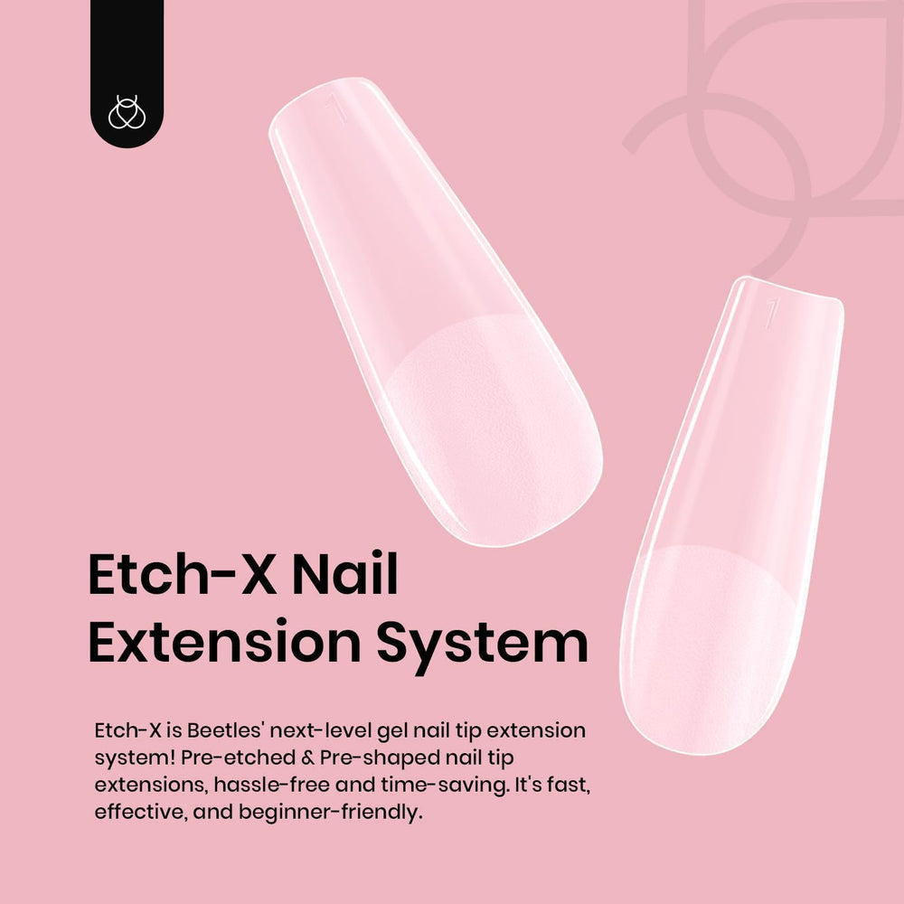 Beetles Coffin Long Gel Nail Tips half matte finish for natural look.