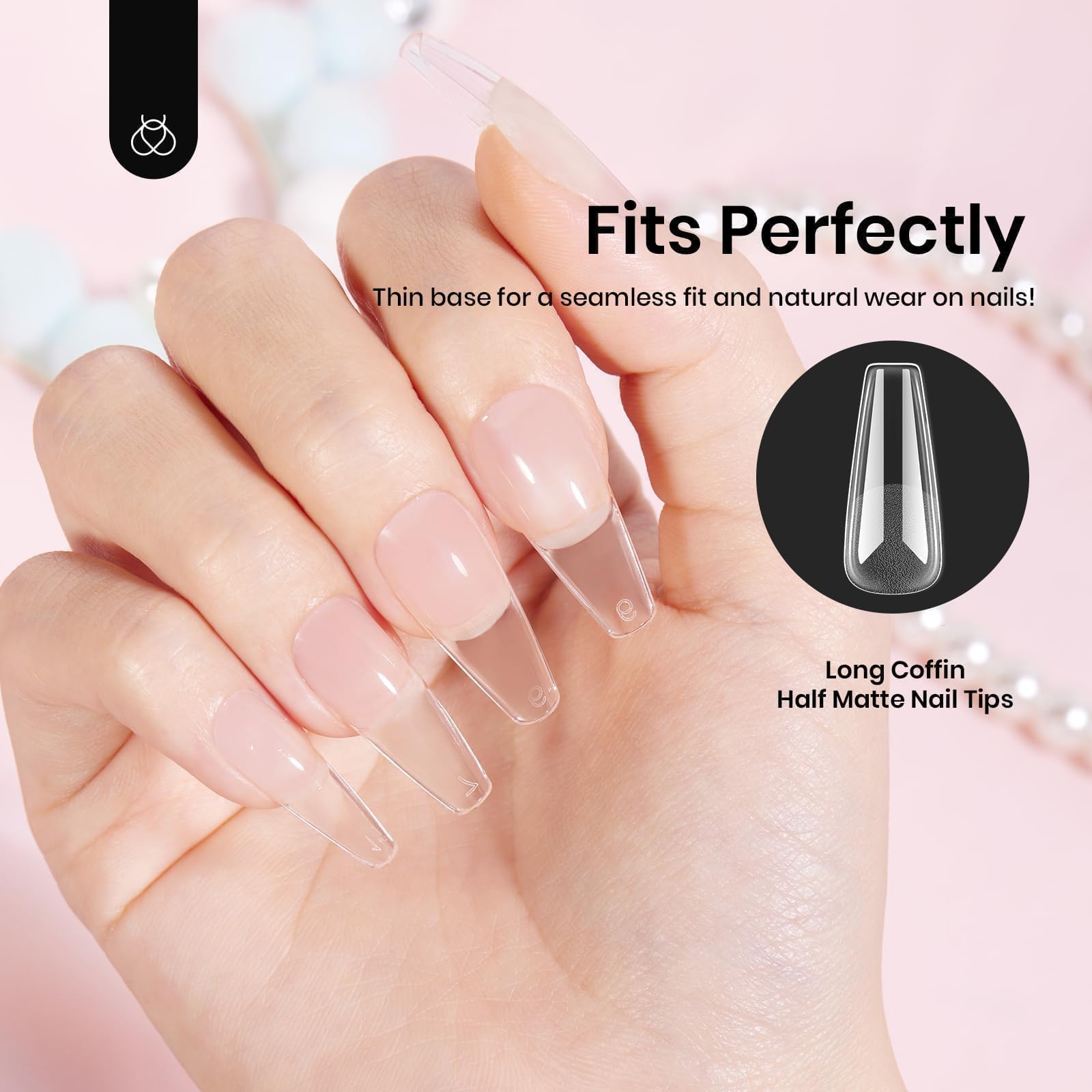Beetles Coffin Long Gel Nail Tips removal ready with nail drill.