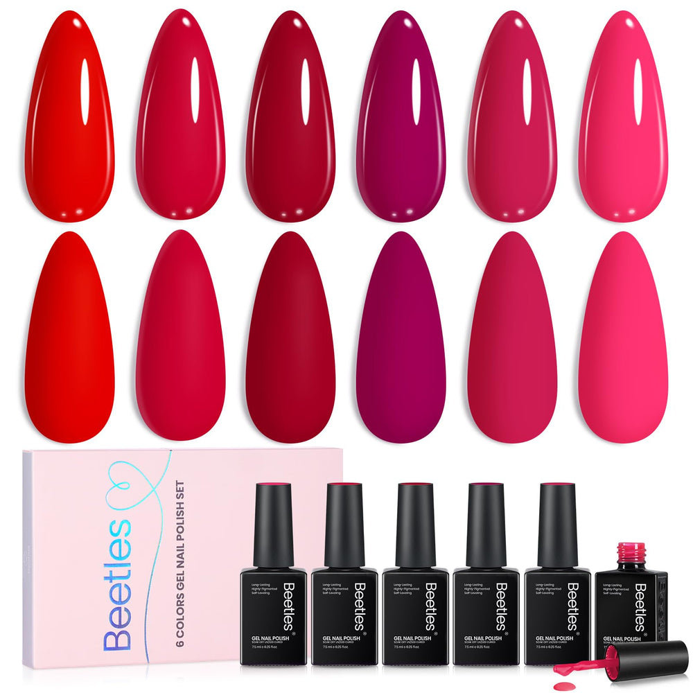 Beetles Crimson Horizon front view with six shades for a vibrant, long-lasting manicure