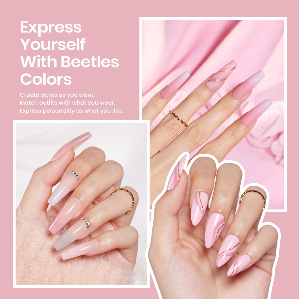 Beetles cuticle-tools and buffer ensure neat nail prep before color.