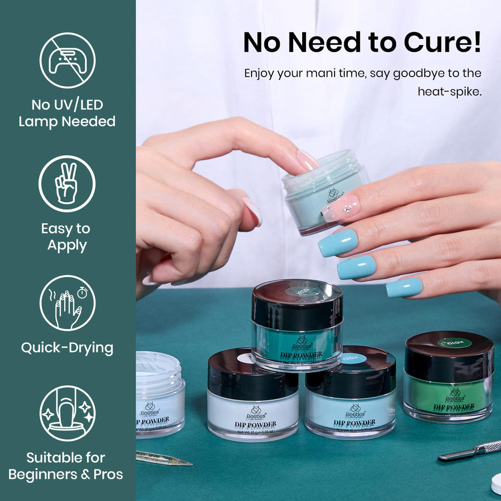 Beetles Dip Powder Nail Kit dark green shade for sophisticated nails
