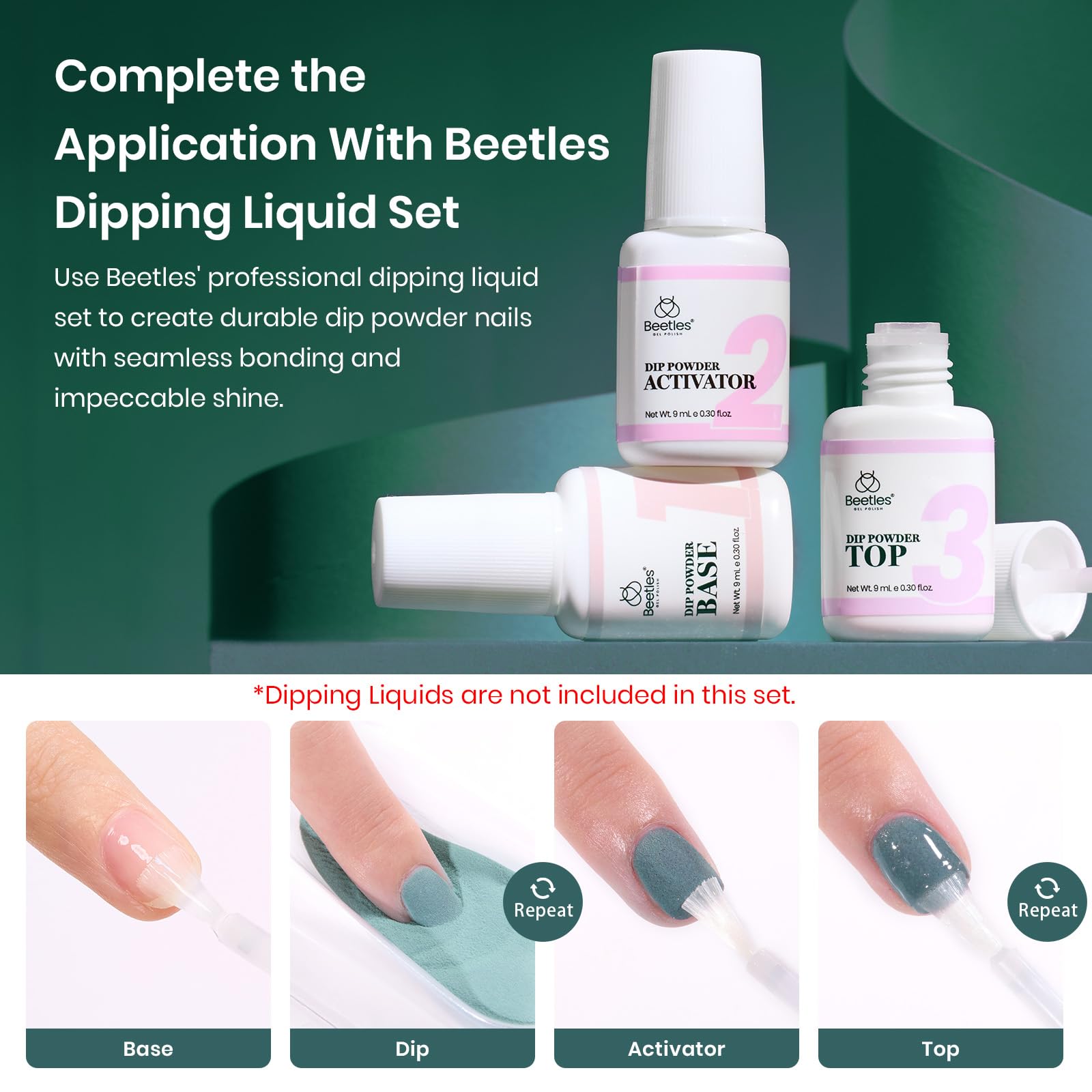 Beetles Dip Powder Nail Kit light blue shade for cool nails