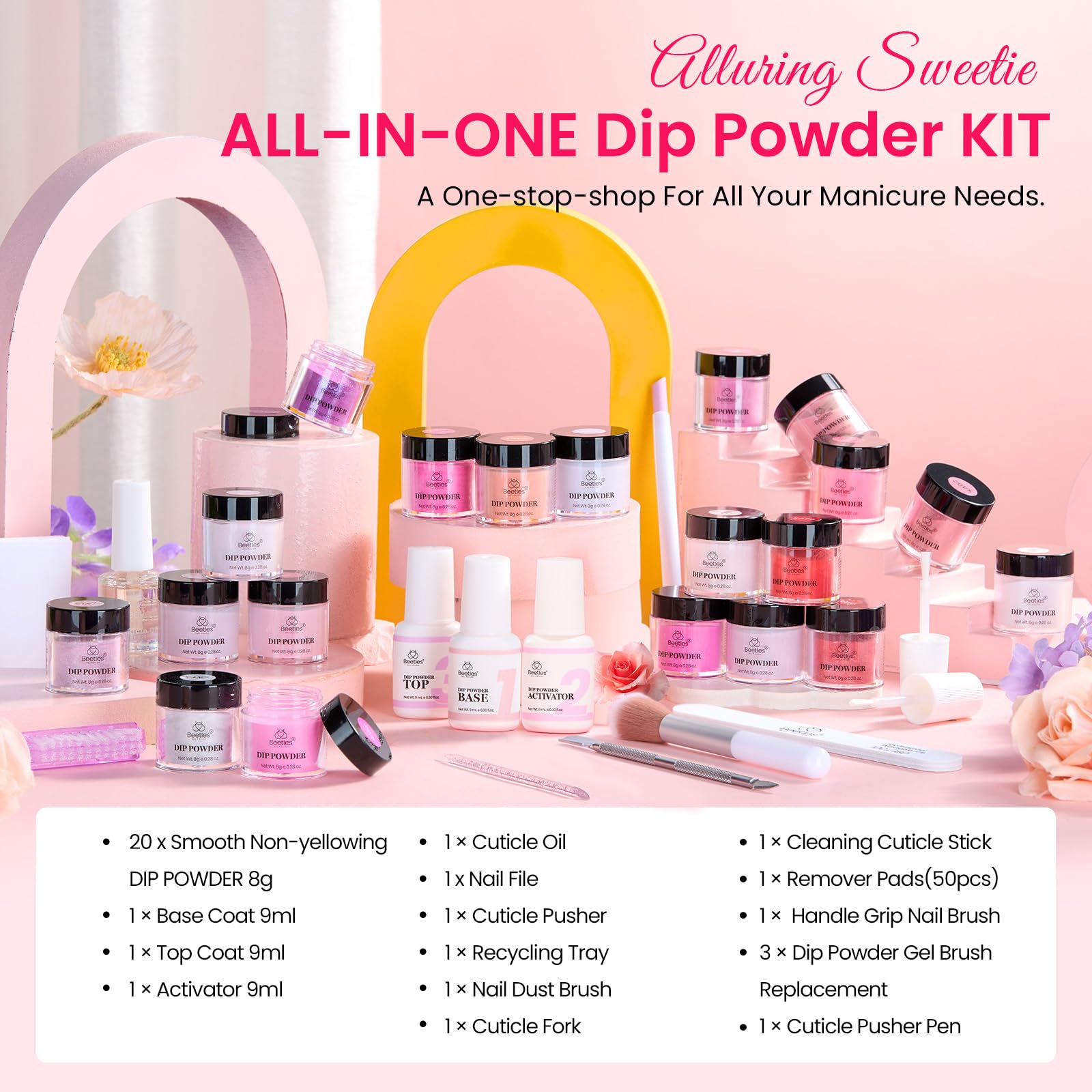 Beetles Dip Powder Nail Kit professional tool set close-up