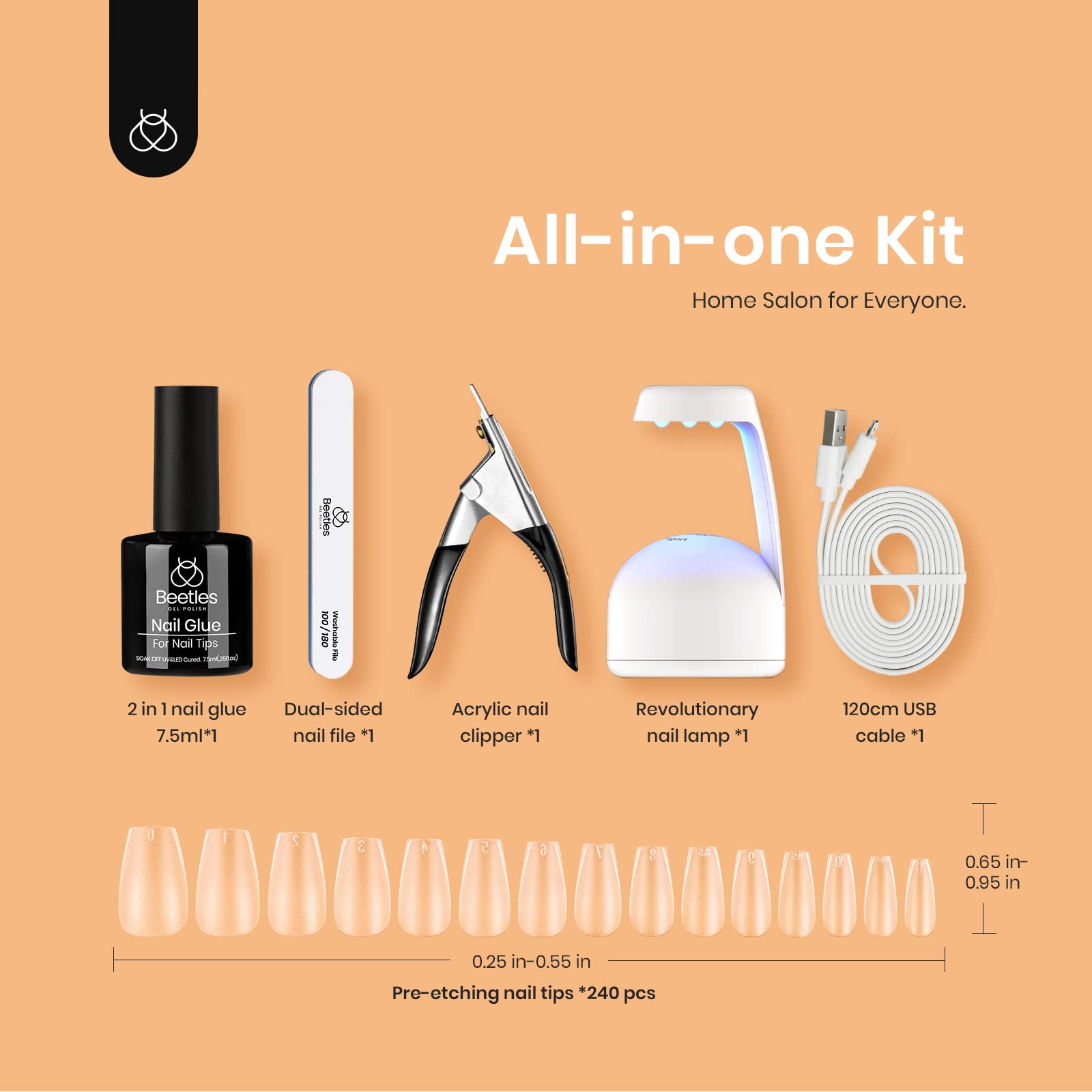 Beetles gel extension kit offers a home manicure up to 3-minute application.