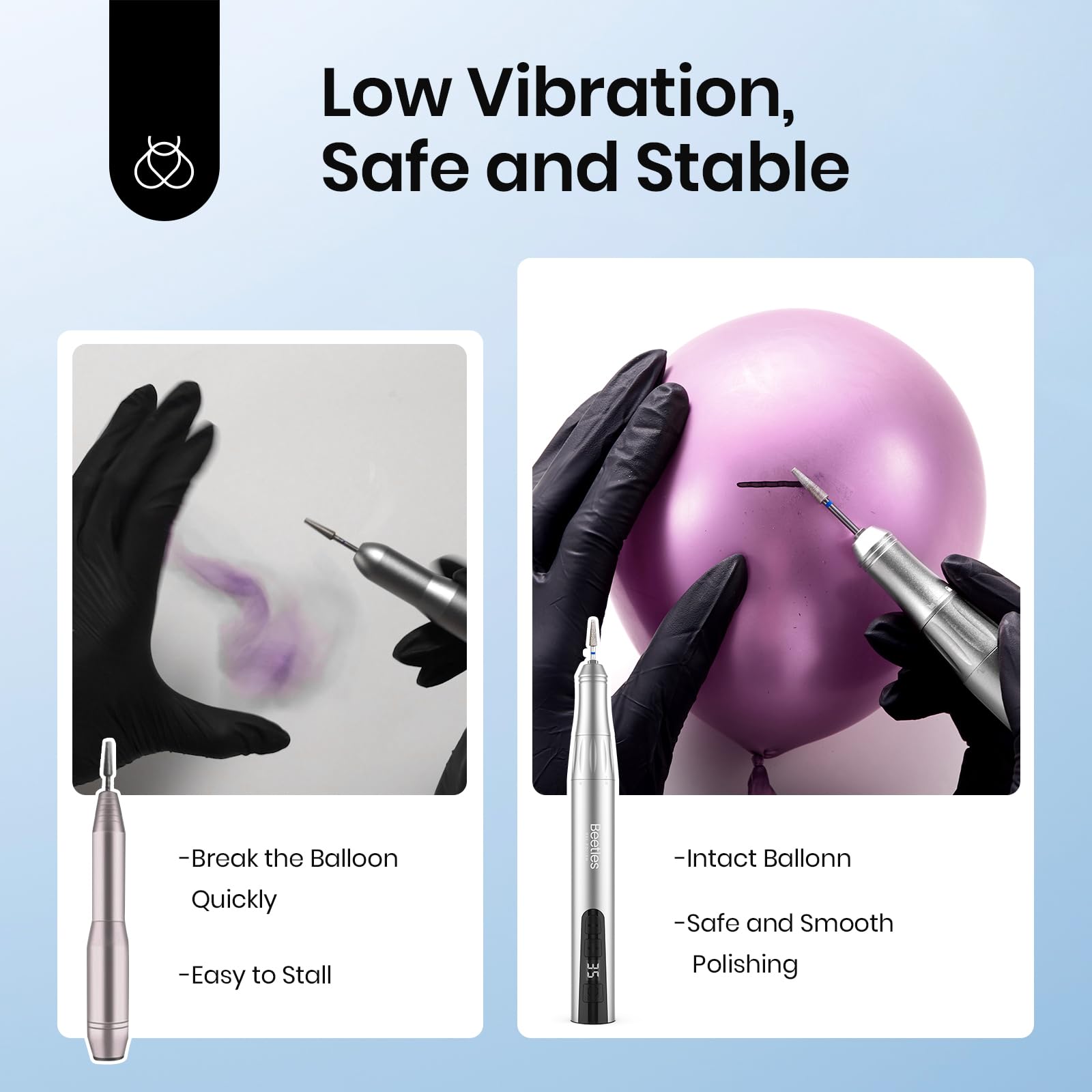 Beetles Electric Nail Drill cordless design enables flexible salon use.