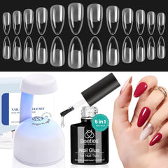 Beetles Etch-X almond medium nail tips with inner matte texture for secure fit.