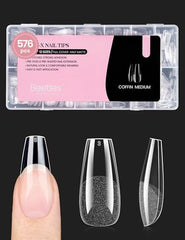 Beetles Etch X nail tips medium coffin closeup for durable long-lasting extensions.