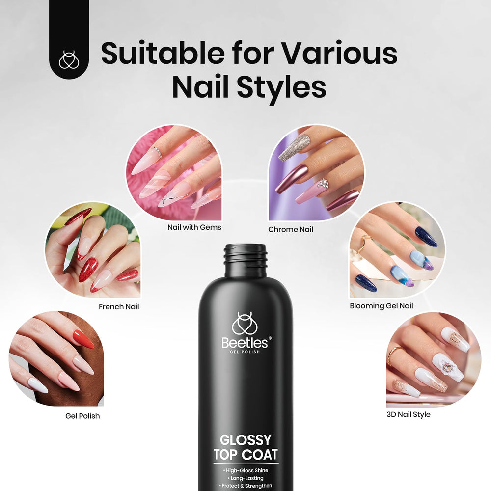 Beetles Extra Glossy Top Coat protects nail-art with glossy finish