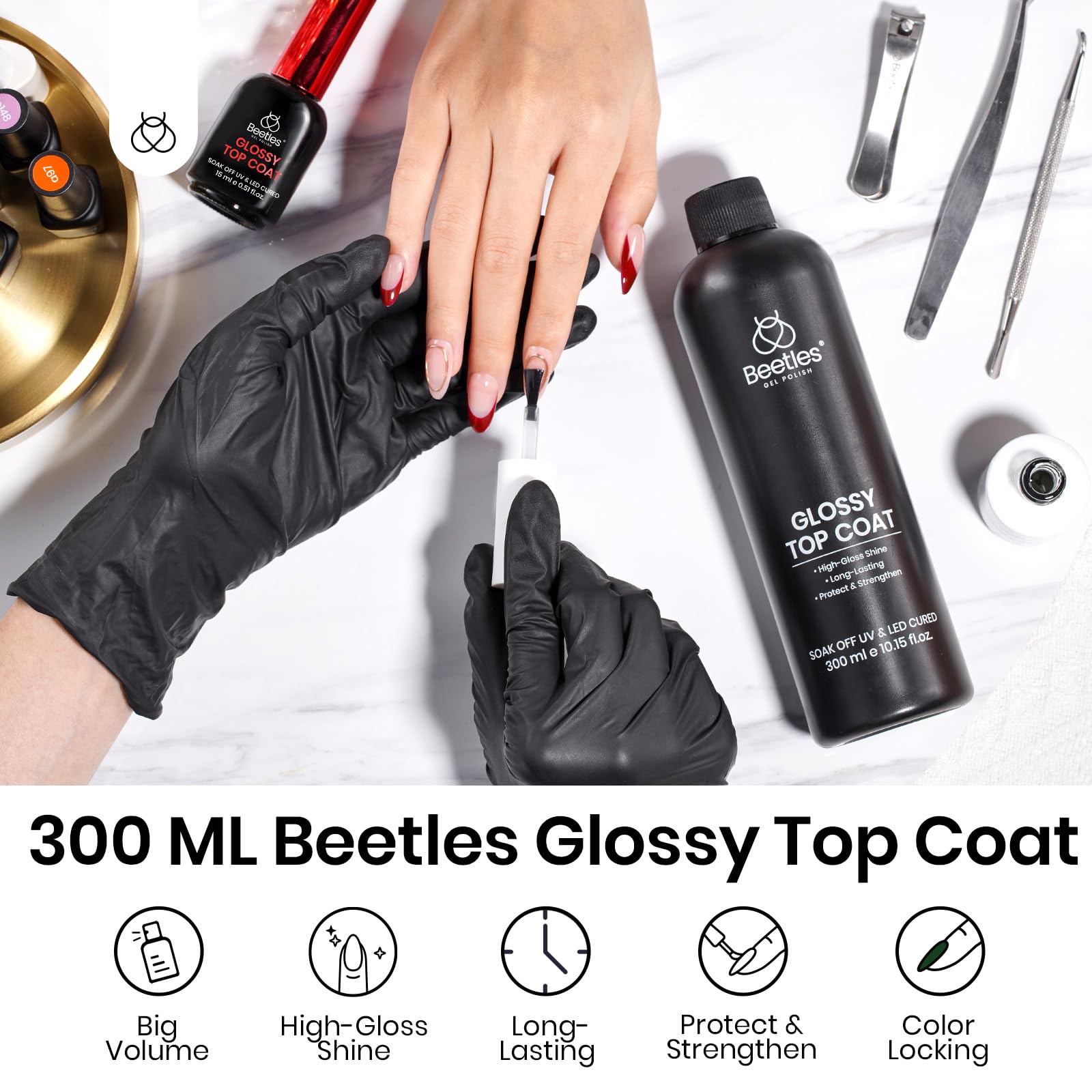 Beetles Extra Glossy Top Coat no-wipe gloss for efficient manicures