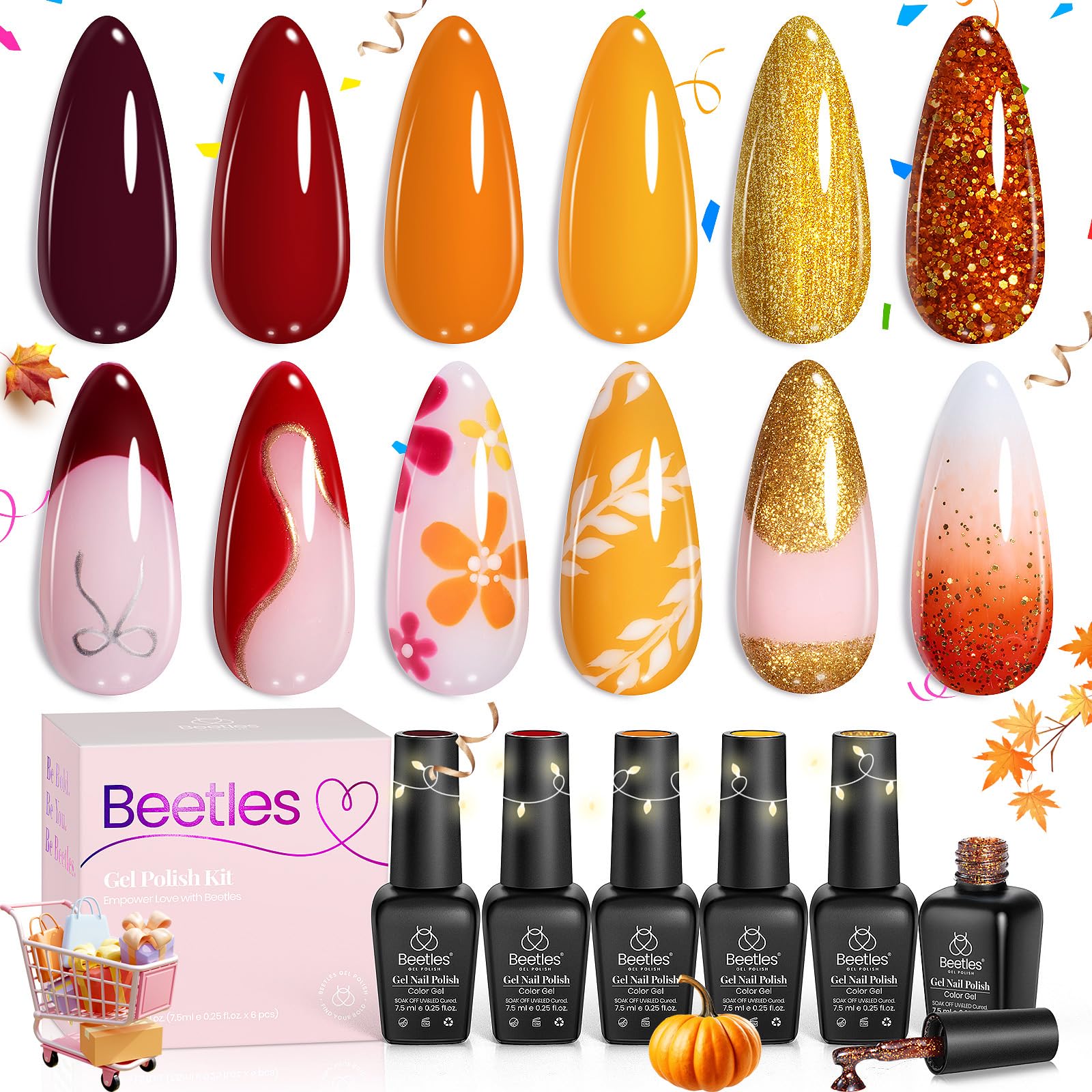 Beetles Fall Gel Nail Polish application-brush image highlights precise polish application.