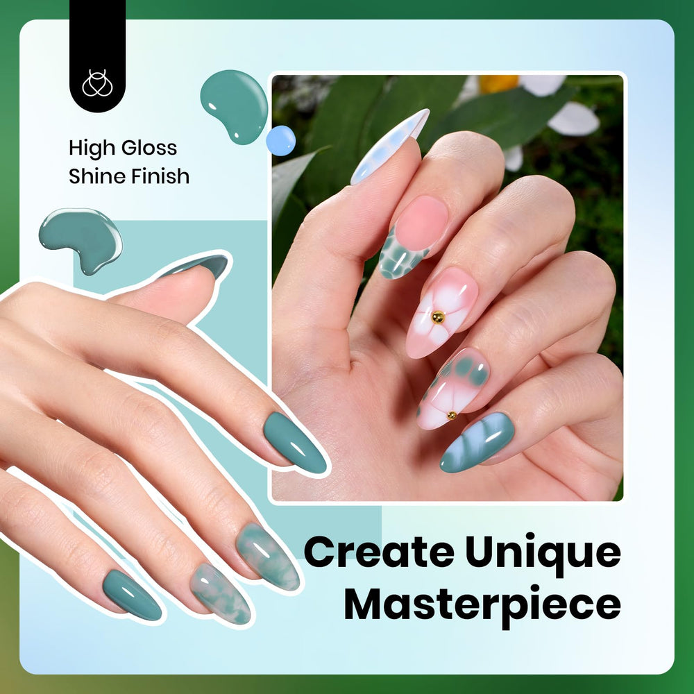 Beetles Fall Gel Nail Polish Set baby blue bottle demonstrates cool manicure options.