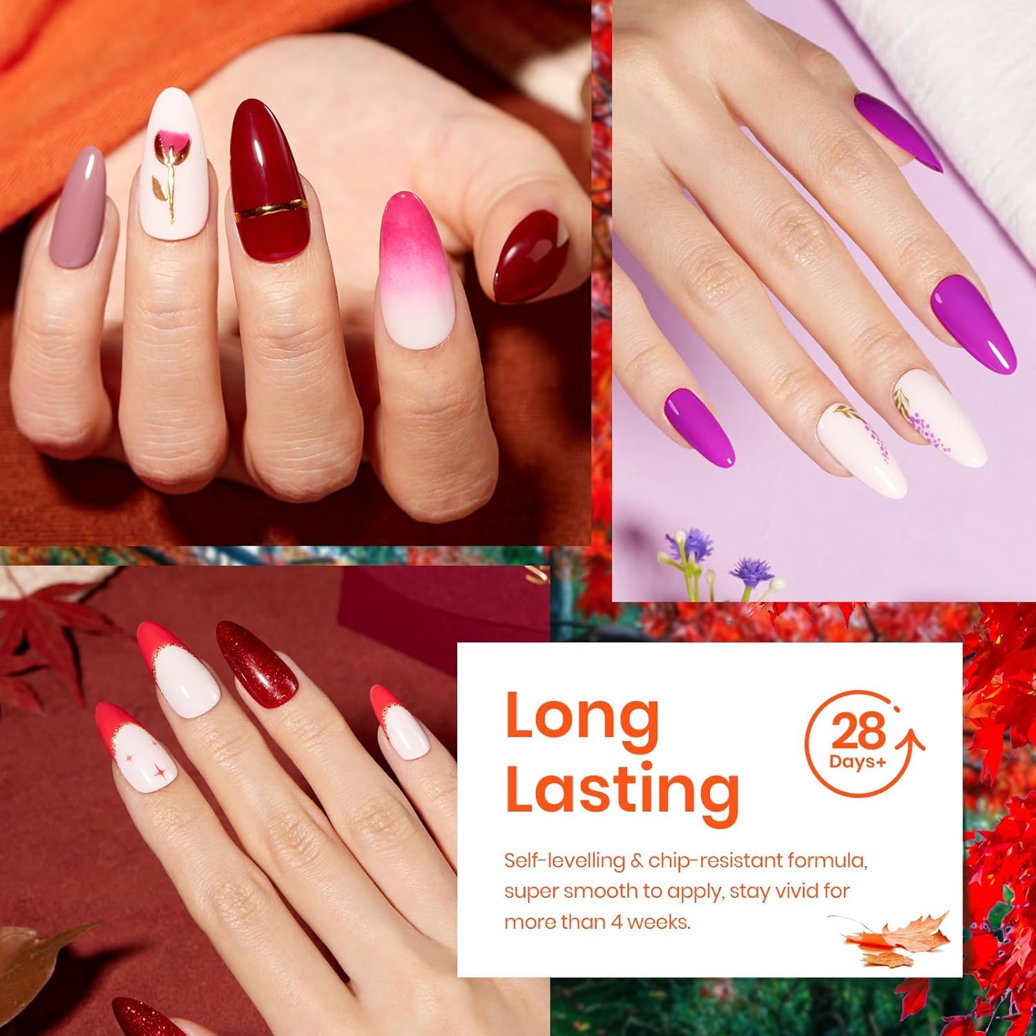 Beetles Fall Gel Nail Polish Set glitter finish adds festive nail art accents