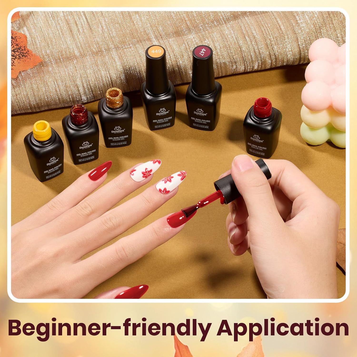 Beetles Fall Gel Nail Polish orange-glow shade for autumn accents and bold pops.