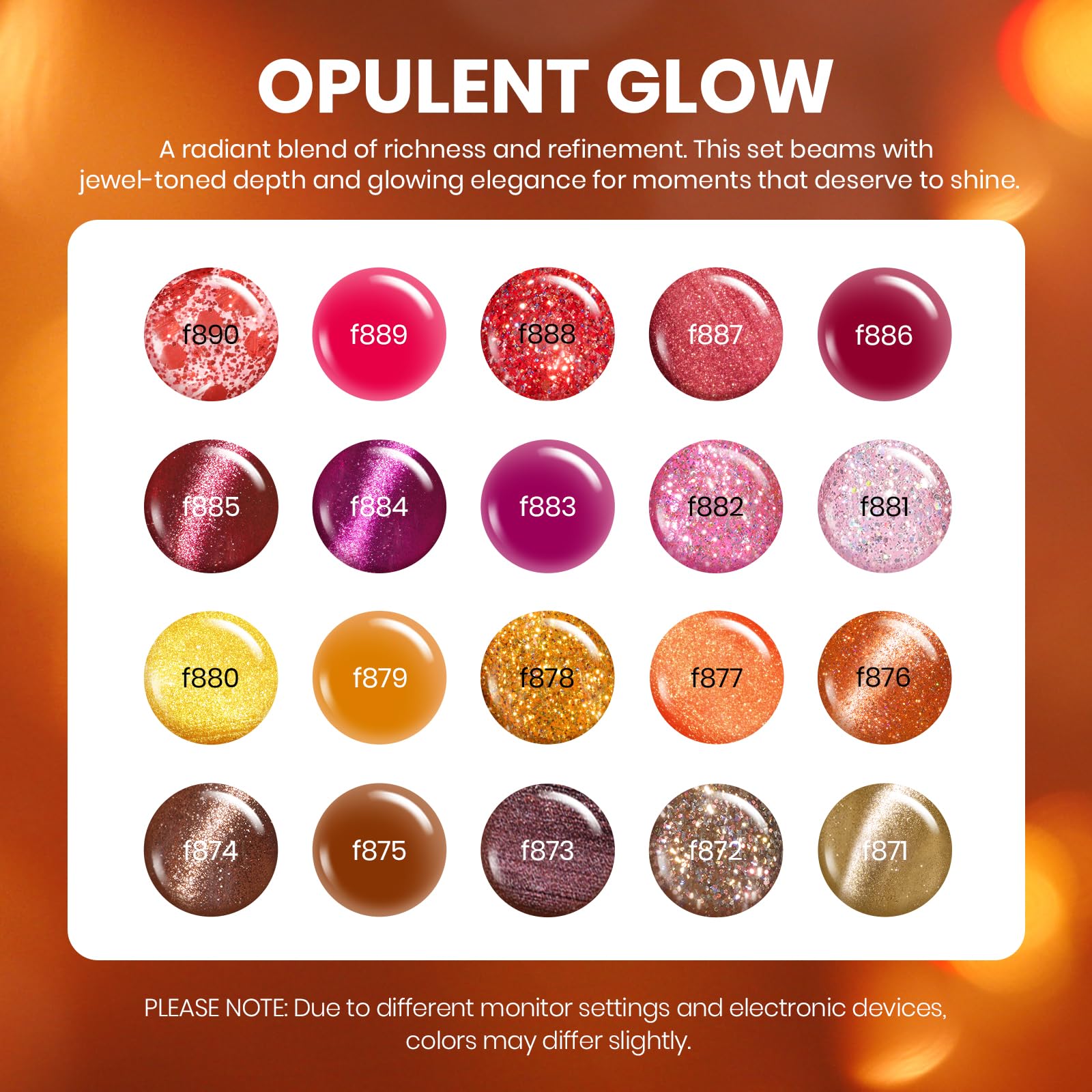 Beetles Gel Polish 20 Shades Fall/Winter displays rich autumn hues for festive nails.