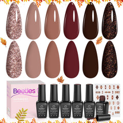 Beetles Fall Gel Polish Set color swatches for long-lasting at-home manicures.