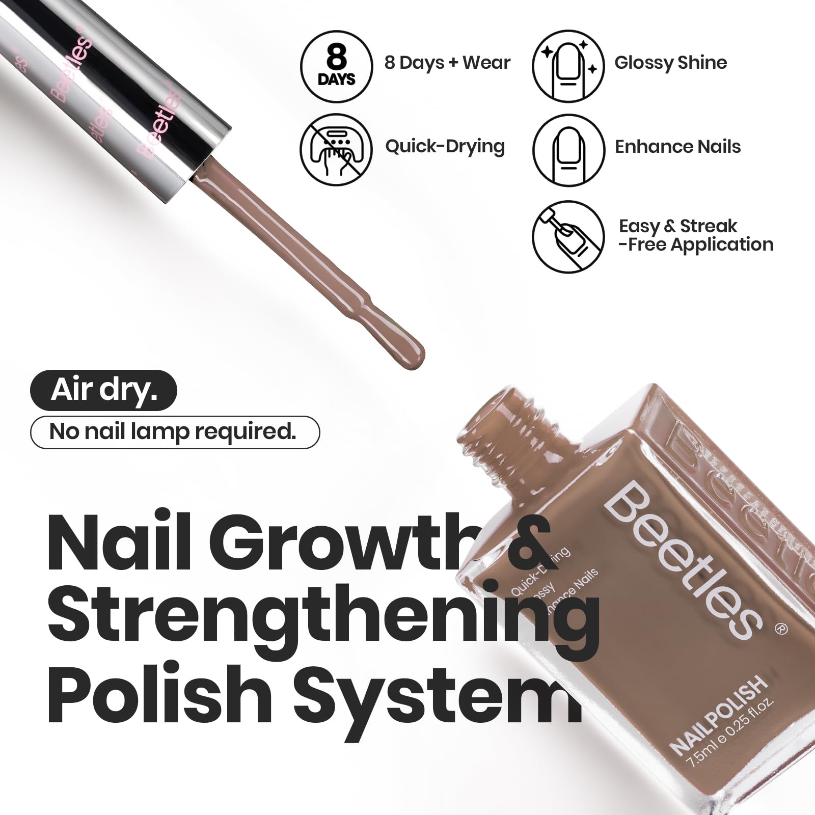 Beetles Fall Nail Polish Set Coconut Mousse high-gloss finish on nude-brown nails