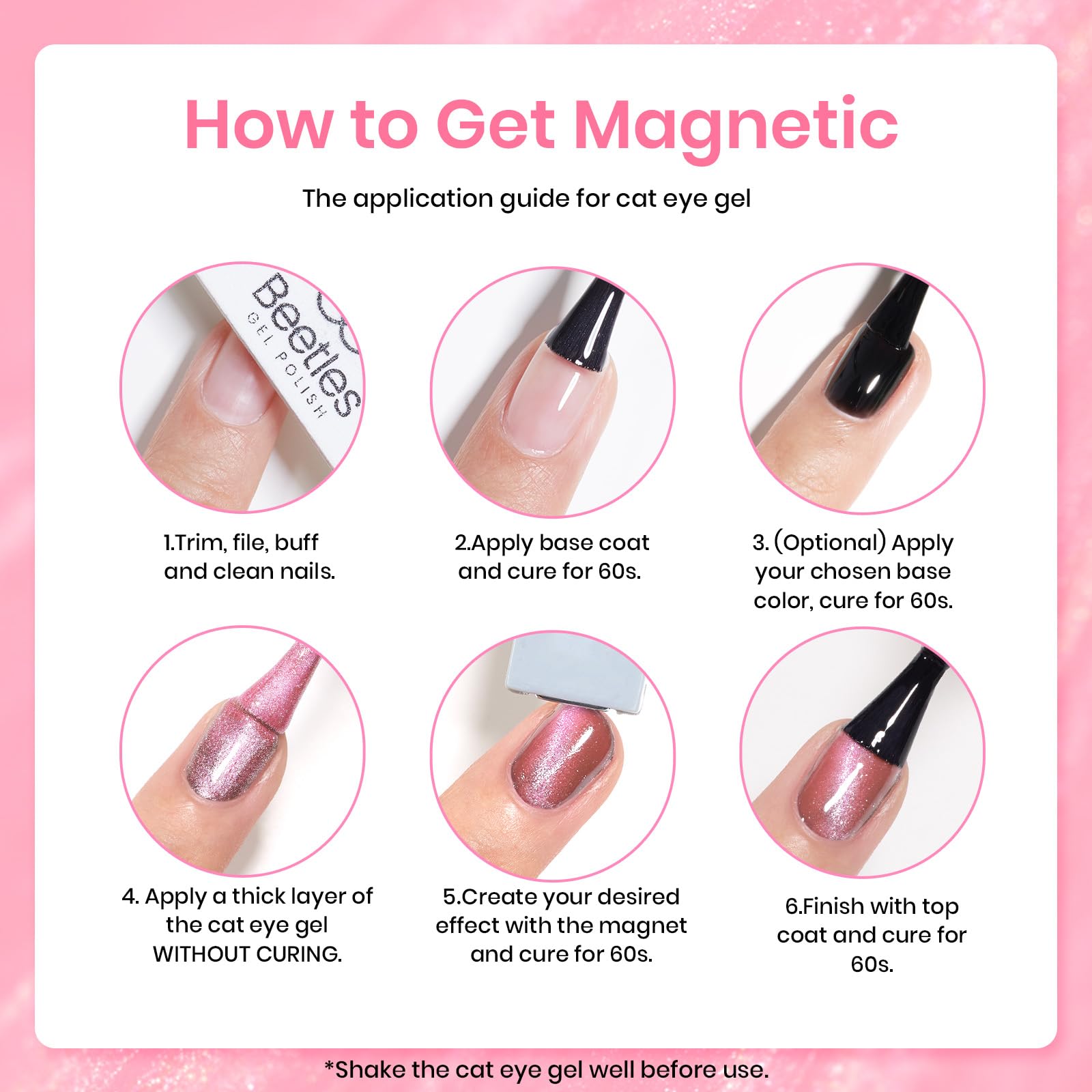 Beetles Gift-ready pink cat eye gel polish set for occasions.