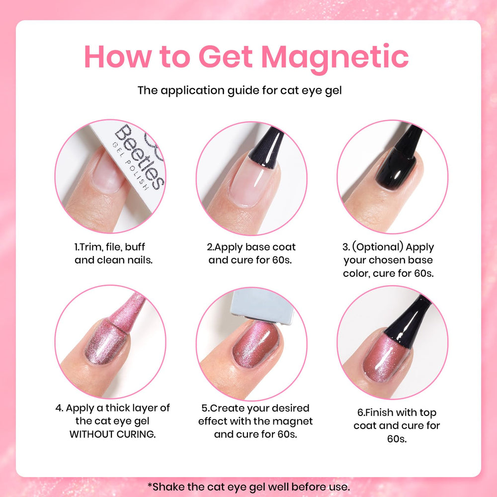 Beetles Gift-ready pink cat eye gel polish set for occasions.
