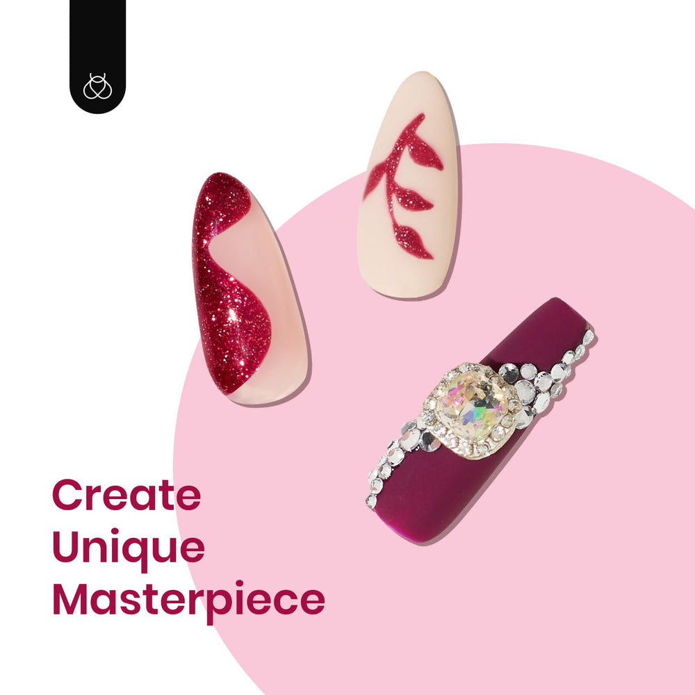 Beetles Fall and Winter nails color idea with burgundy shimmer