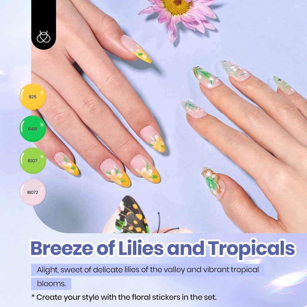 Beetles Floral Stickers for customizable floral nail art design