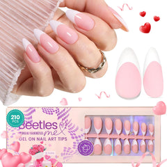 Beetles French Tips press-on nails kit open pack shows full set for quick at-home manicures.