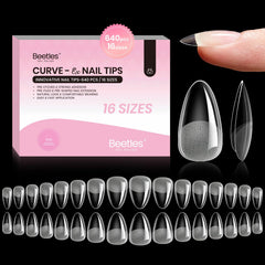 Beetles Gel Almond Nail Tips Curve-EX arch deliver durable extensions for curved natural nails