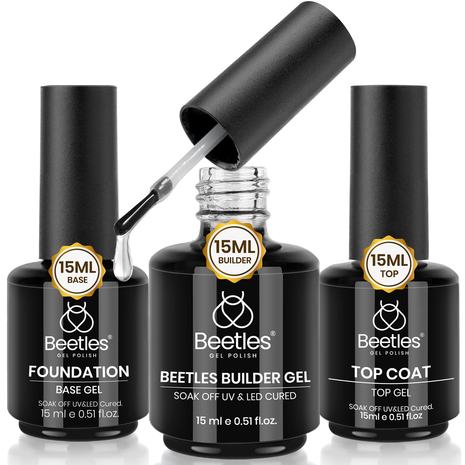 Beetles gel de construcción de 15ml para uñas más fuertes.