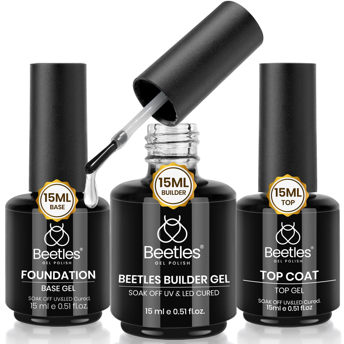 Beetles gel de construcción de 15ml para uñas más fuertes.