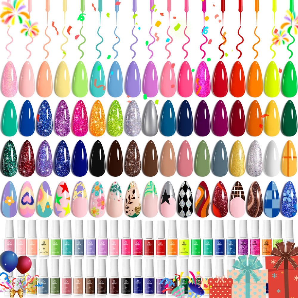 Beetles Gel Liner Nail Art Polish Set bottle display shows diverse color range for at-home nails