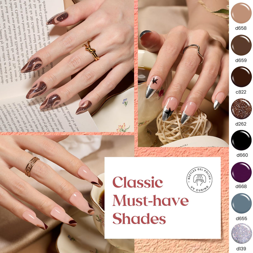 Beetles Gel Liner Nail Art Polish Set color palette side view
