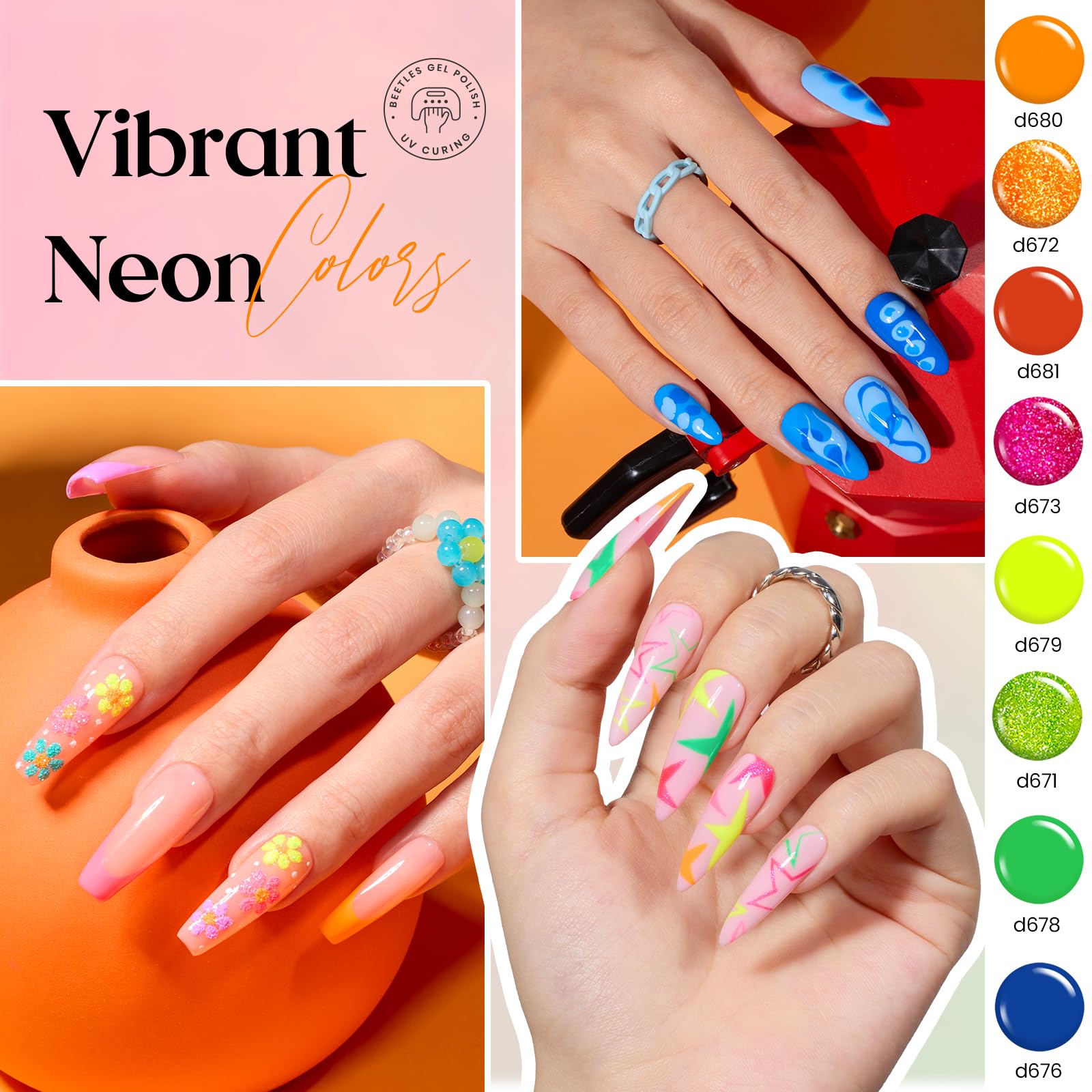Beetles Gel Liner Nail Art Polish Set silver and gold shimmer shades