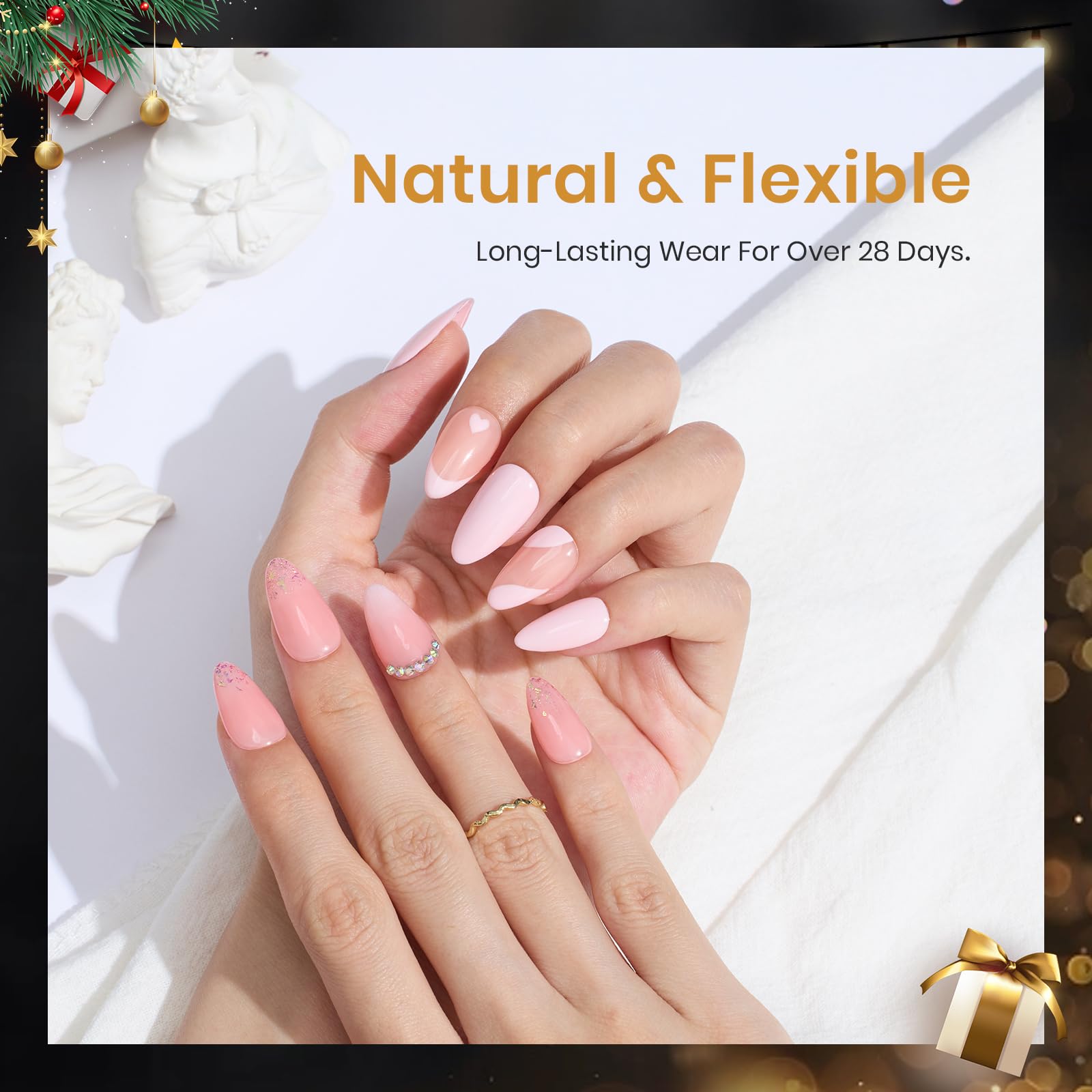 Beetles 504 nail tips in almond shape with half-matte finish for durable extensions.