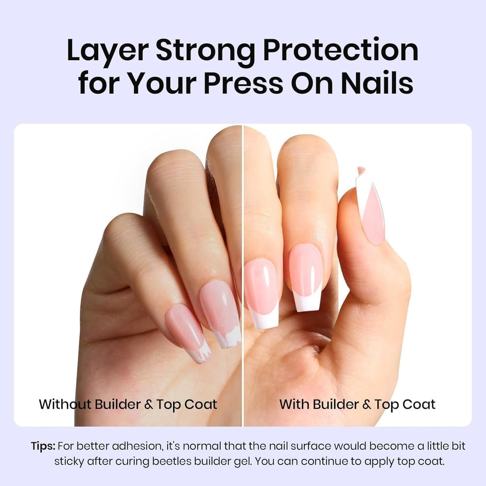 Beetles nail glue 15ml bottle with brush for strong press-on adhesion.