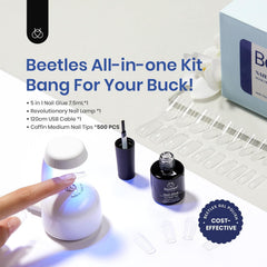 Beetles Gel Nail Kit 500pcs Tips offering diverse coffin shapes for customization.